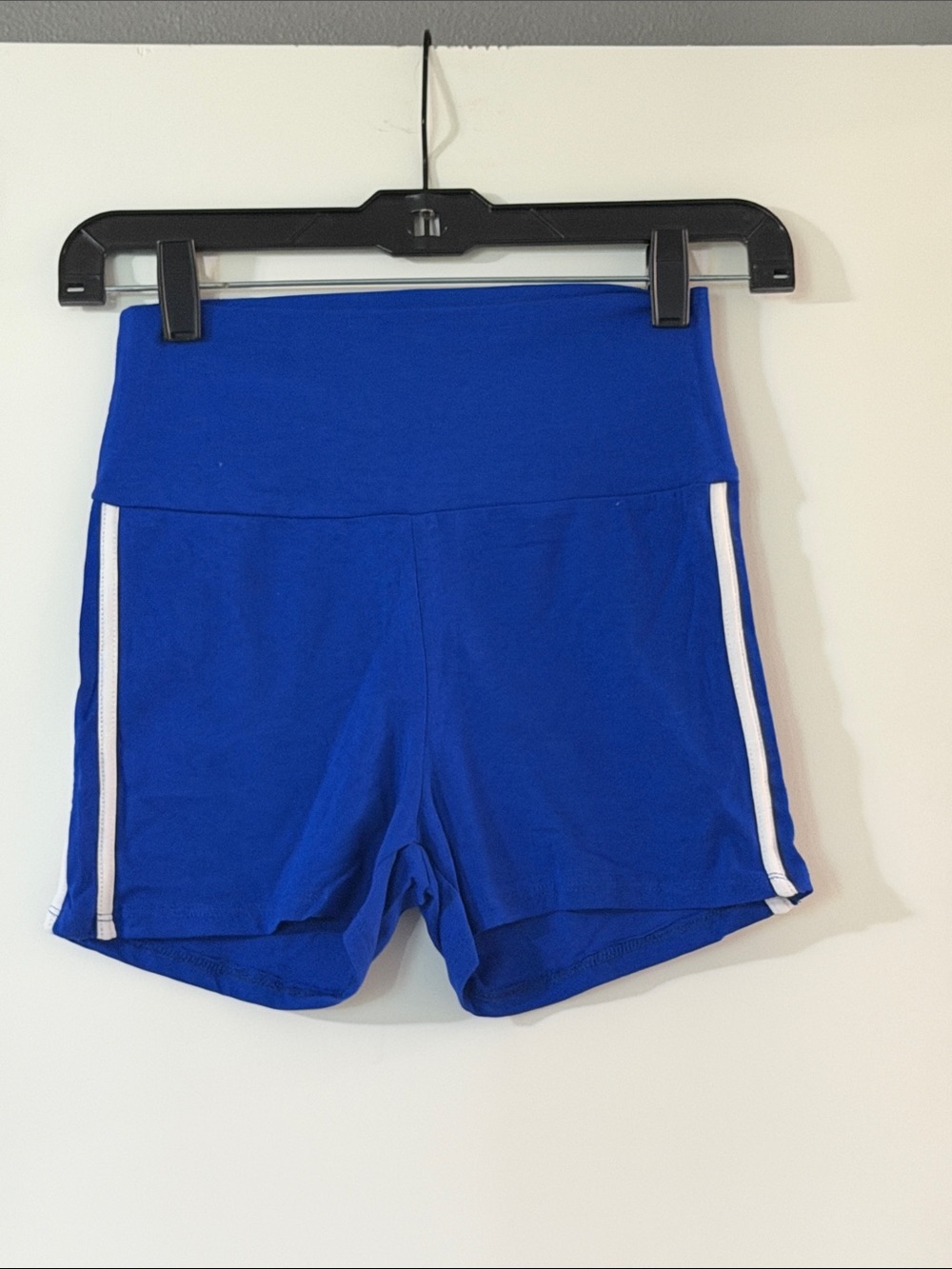 Bozzolo Cobalt Blue High-Waist Bike Shorts with White Side Stripes